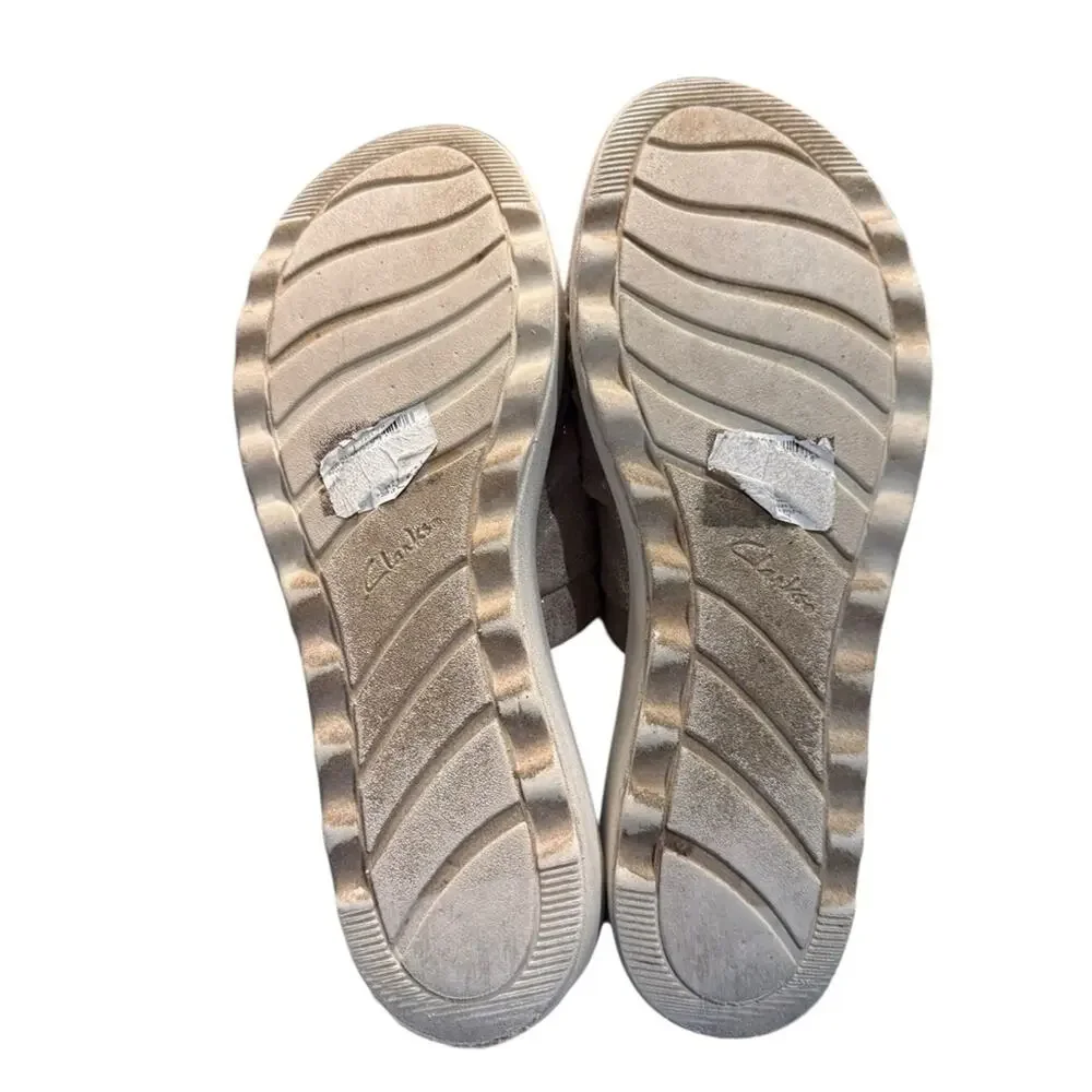 Clarks Collection Women's Size 10 Light Bronze Metallic Slide Sandals